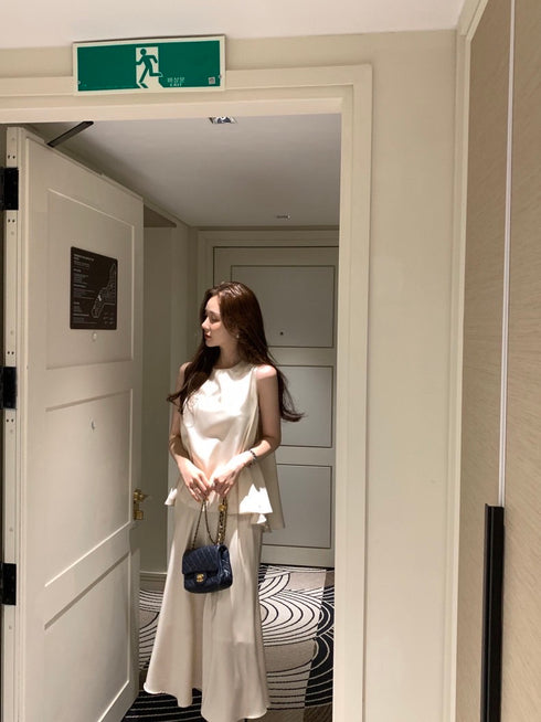 Women Ladies Sleeveless Tops With Skirts Sets